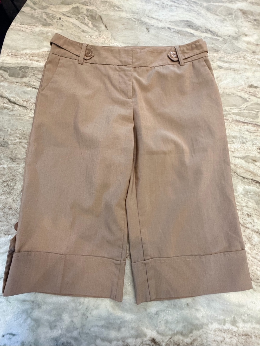 A. Byer Size 9 Brown Wide Leg Capri Pants Y2K Cropped Cuffed Trousers